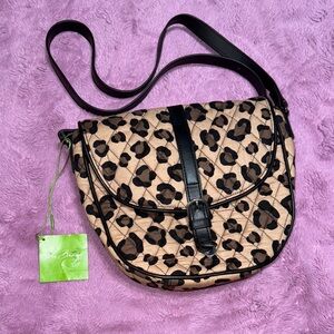 Vera Bradley Tan and Black Quilted Leopard Crossbody Bag